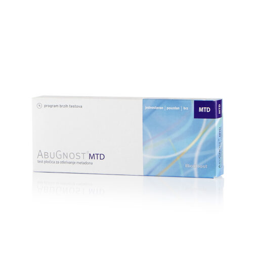 AbuGnost® MTD je brzi imunokromatografski test namijenjen kvalitativnom otkrivanju metadona (MTD) u uzorku urina. Test omogućuje brzo, jednostavno i pouzdano dobivanje rezultata te je namijenjen profesionalnoj uporabi u zdravstvenim ustanovama, laboratorijima, centrima za liječenje ovisnosti i drugim ustanovama koje provode testiranje na droge.